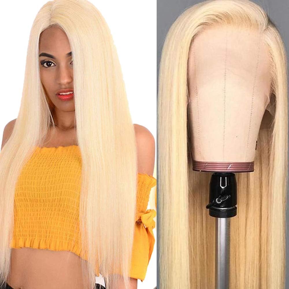 Hot Star 613 Lace Front Wigs 13x4 Blonde Human Hair Wigs for Women Pre Plucked Brazilian Straight Human Hair Lace Wigs with Baby Hair 150% Density(10 inch)