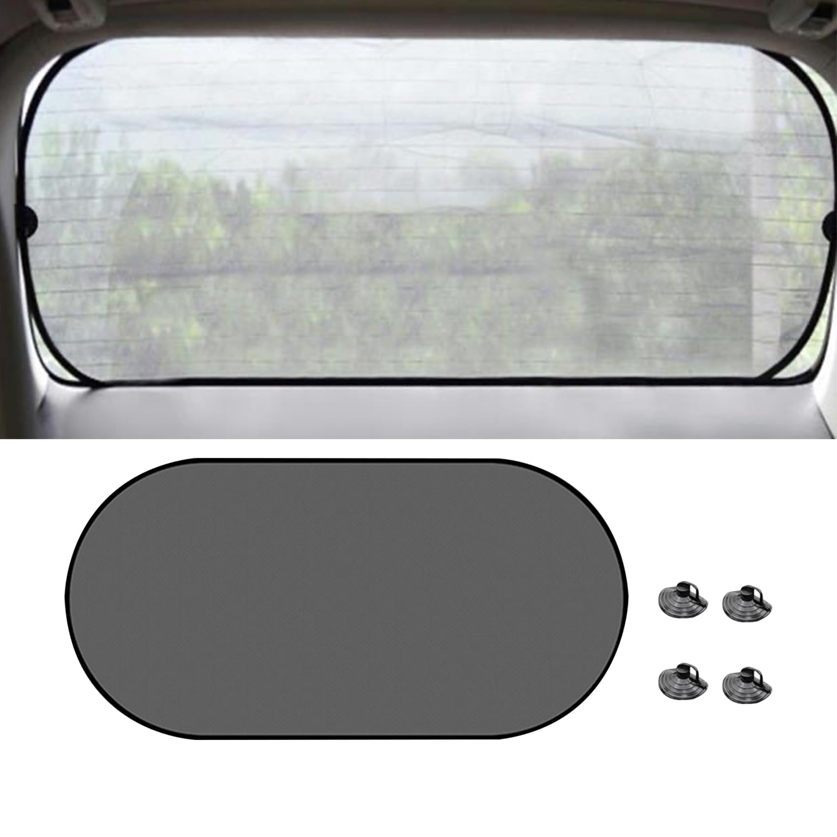 Photo 1 of Car Rear Window Sunshade, 20"×40" Rear Window Sun Shade Blocker with Suction Cups, Mesh Sunlight Shield Provide Glare Shield and UV Rays Protection for Baby, Universal Car Accessories for Most Models