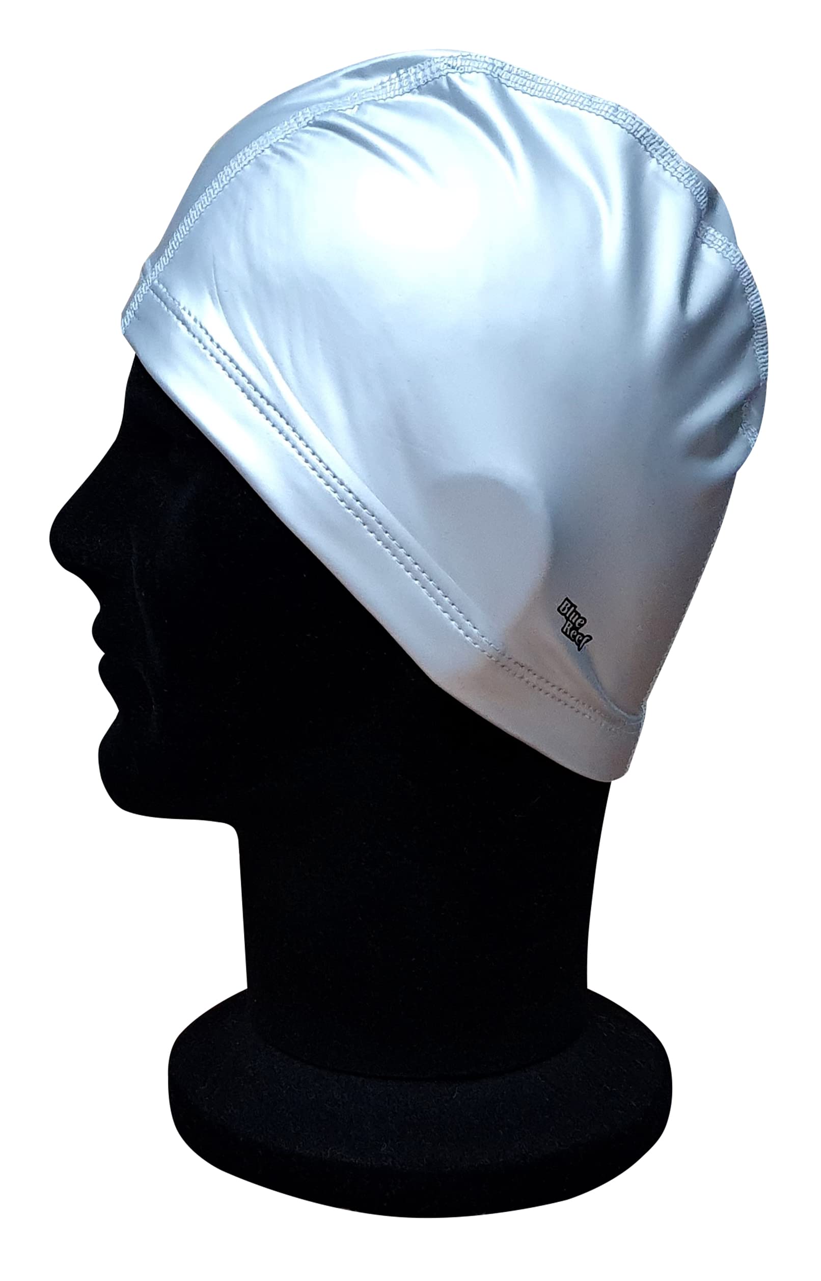 Blue Reef Elasticated Stretchy Anti Tear Easy Fit Plain Deluxe Pull On Swimming Hat Swim Cap One Size Suitable For All Ages 3+ Years (Silver)