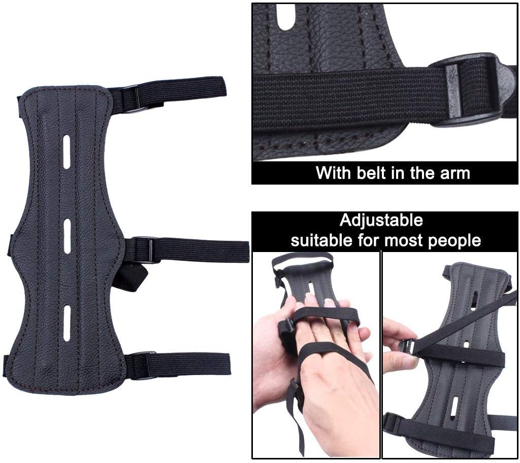 Goabroa Archery Arm Guard Leather Forearm Protector Adjustable Bowhunting Armguard Bow Bracers 2 Pack : Sports & Outdoors