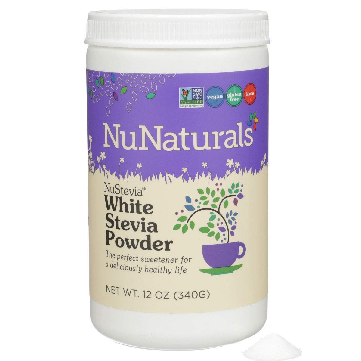 NuNaturals White Stevia Powder, All Purpose Natural Sweetener, Sugar