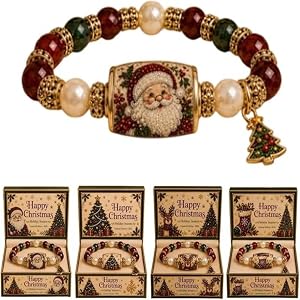 2026 Limited Edition Christmas Magic Collection Bracelet, Stretch Beaded Bracelet with Santa Tree Reindeer Stocking Charms, J