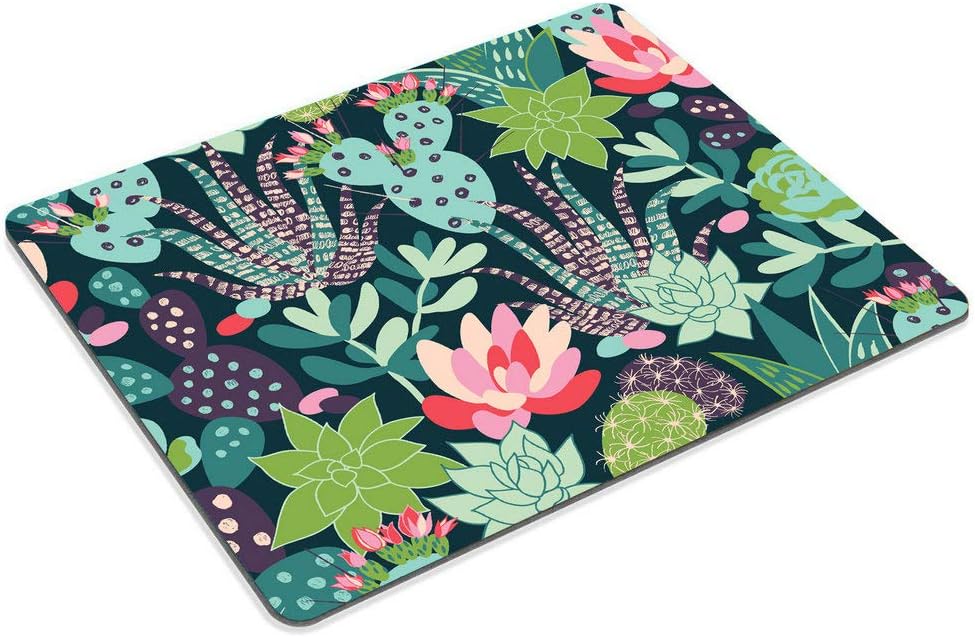 Wasach Gaming Mouse Pad Custom,Trendy Tropical Succulents and Cactuses Mouse pad Customized Rectangle Non-Slip Rubber Mousepad - Image 4