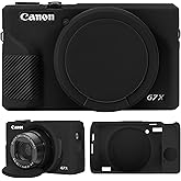 Supmay Camera Case for Canon Powershot G7 X Mark III Digital Camera, Soft Silicone Protective Bag Removable Lens Cover, Silicone Cover Rubber Soft Camera Case, Black