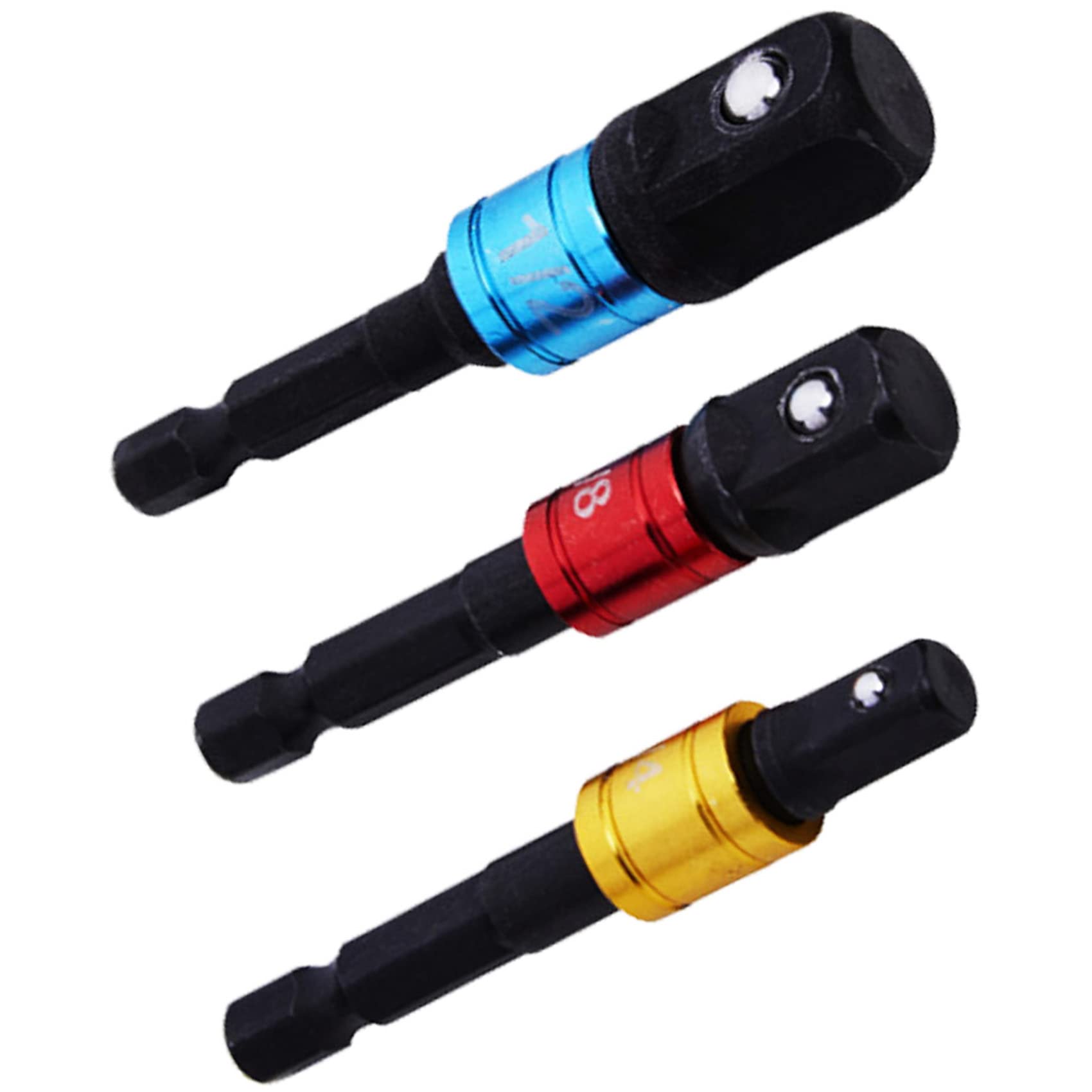 3 Pcs BlueSpot Colour Coded | Impact Socket Adaptors | 1/4 | 3/8 | 1/2" Drive | Reducer Set | Ball Bearing | DIY | Air & Hand Tools UK Free P&P