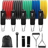 Resistance Bands Set 10&ndash;50 LB, Exercise Bands Kit for Men &amp; Women, Full Body Workout with Handles, Door Anchor, Ankle Straps &amp; Carry Bag, Home Gym Training