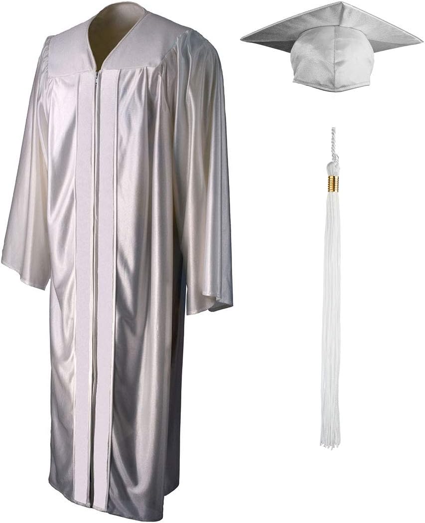 Adult and Teen Unisex Shiny Graduation Gown, Cap and Tassel Set Incl 2019/2020 Signets, Multiple Colors and Sizes