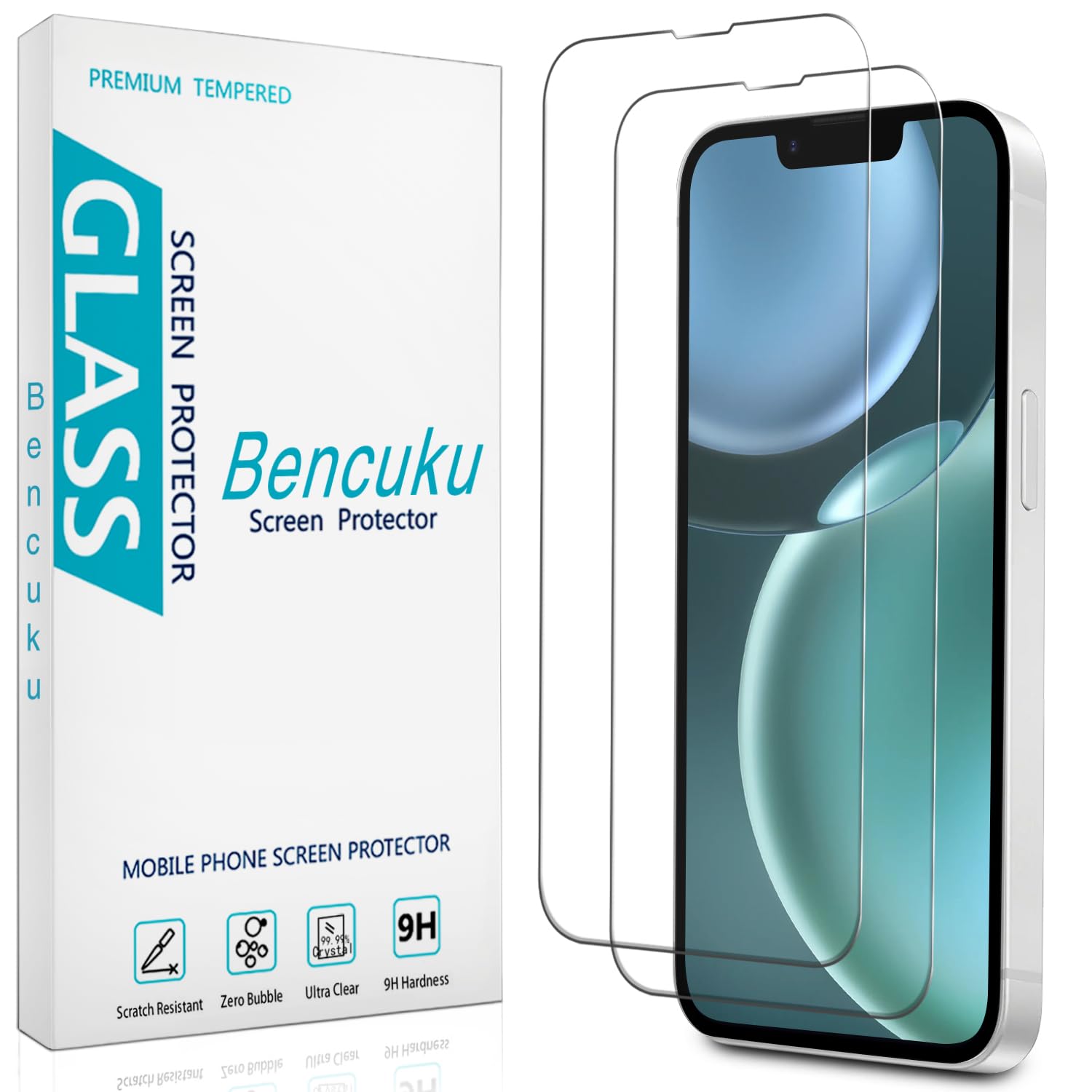 Photo 1 of Bencuku (2 Pack) Tempered Glass for iPhone 16e (2025) 6.1 Inch Screen Protector, Anti Scratch, Bubble Free