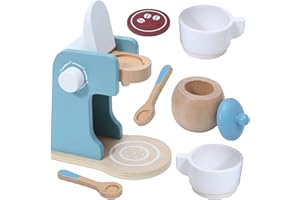 Montessori Mama Kids Barista Play Kitchen Accessories Coffee Maker Toy | Wooden Toys Play Coffee Maker Set for Kids | Childrens Coffee Toy for 3 Year Old +
