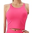 THE GYM PEOPLE Women's Cross Back Sports Bra Halter Neck Workout Crop Tank Tops with Removable Pads
