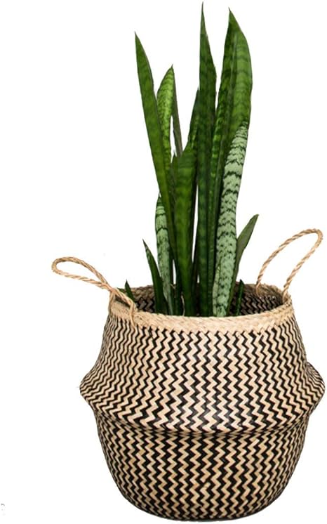 Cubierta de Maceta y Bolsa de Playa YEKKU Cesta de Hierba Marina Tejida