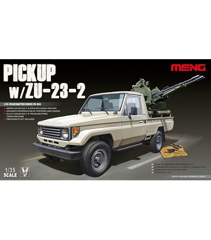 Meng – Kit Toyota Hilux Pick-up 1/35 Avec Canon ZPU-1 – 133 Mm, Civil Ou Militaire, Figurine Incluse – Dès 14 Ans