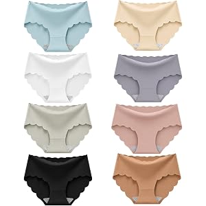 Yintry Girls Ice Silk Underwear Seamless for Teen Tagless Panties Full Coverage 8-Pack