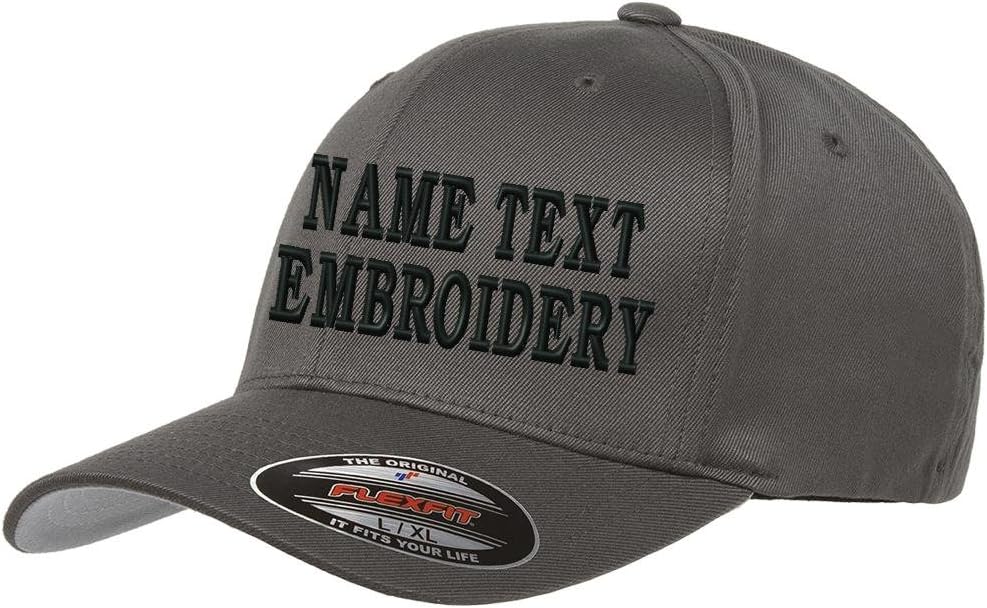 Custom Embroidery Hat Flexfit 6277 Personalized Text Embroidered Fitted Size Cap
