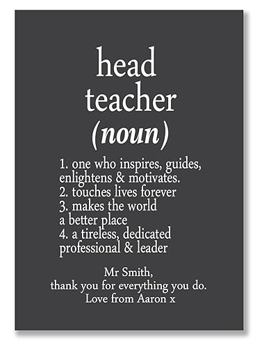 Personalised Head Teacher Gift Noun Quote Print Thank Leaving