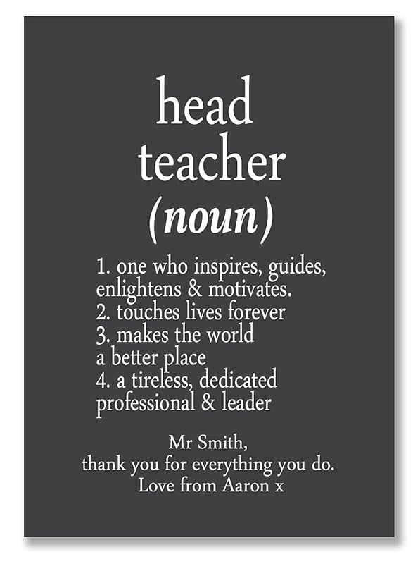 Personalised Head Teacher Gift Noun Quote Print Thank Leaving Retirement Amazon.co.uk Handmade