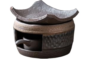 Cedar Zen Burner | Ceramic Tea Stove Warmer Set | Aromatherapy Stove Oil Burner | Teapot Candle Light Warmer | Smudge Pot Oil