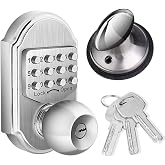 Elemake Keyless Entry Door Knob Lock Deadbolt Keypad Mechanical Stainless Steel (Pass Code + Key, Higher Security)