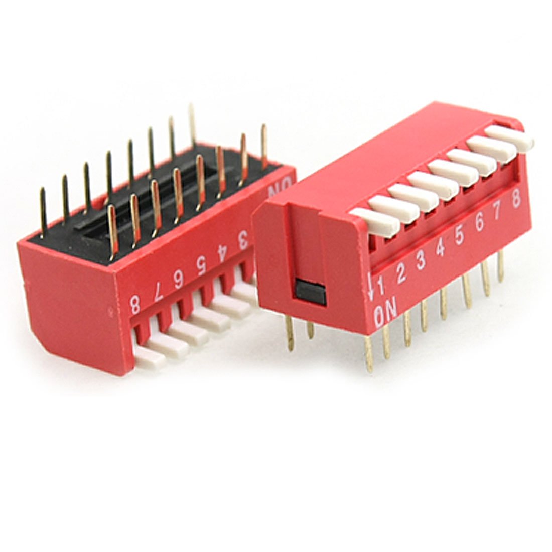 Sourcingmap 5 Pcs 8 Positions 2.54mm Pitch Side Piano Type DIP Switch Red