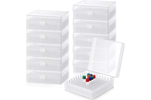 Kingdder 10 Pack 100 Well Centrifuge Tube Cryogenic Storage Box with Snap Clasp Polypropylene Freezer Box Microtube Holder Rack with Lid Fit 0.5/1.5/2.0 ml Microcentrifuge Tubes Vials (White)