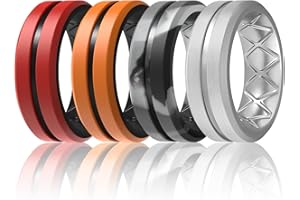 Egnaro Silicone Ring Men 1/4/6 Multipack Breathable Mens Silicone Rubber Bands Wedding Rings for Men Engagement Bands - 8mm Width 2mm Thickness