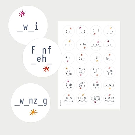 Almira Design Adventskalender Zahlen Lückenzahlen Aufkleber