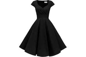 Ellames Women's 1950s Retro Vintage Dresses Elegant 2025 Cocktail Party Dress Cap Sleeve Dress with Pocket