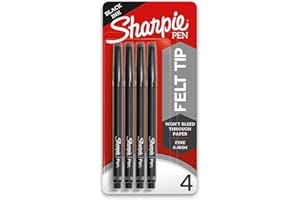 Sharpie Felt Tip Pens Fine Point (0.4Mm) Felt Tip Markers Journaling Pens Art Drawing Markers Black 4 Count