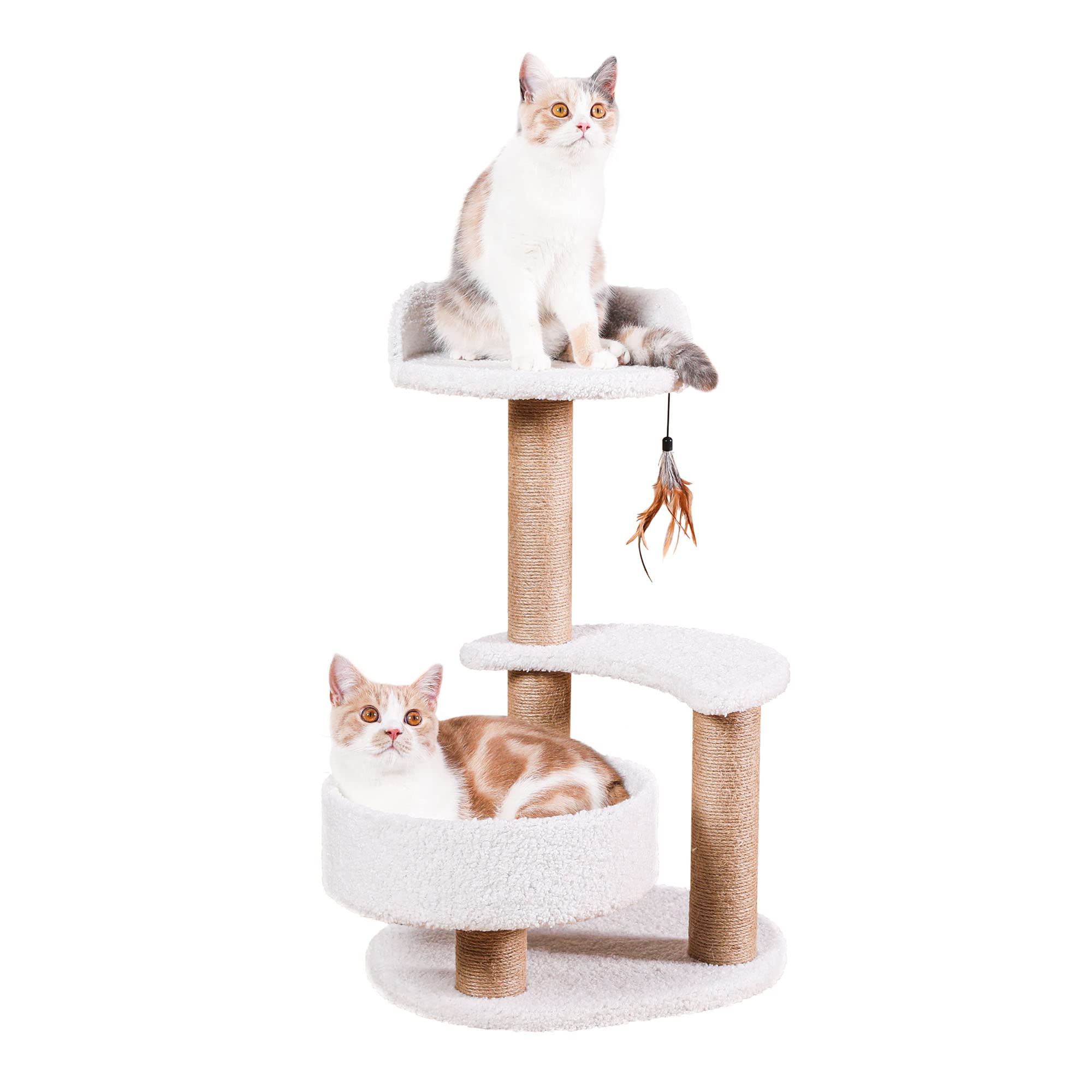 Photo 1 of Lahas Modern Cat Tree Tower for Indoor Small Cats with Sisal Scratching Post,Hammock,Perch,Bed,Feather Toy,Easy to Assemble,Activity Design Cat Furniture Supplies
