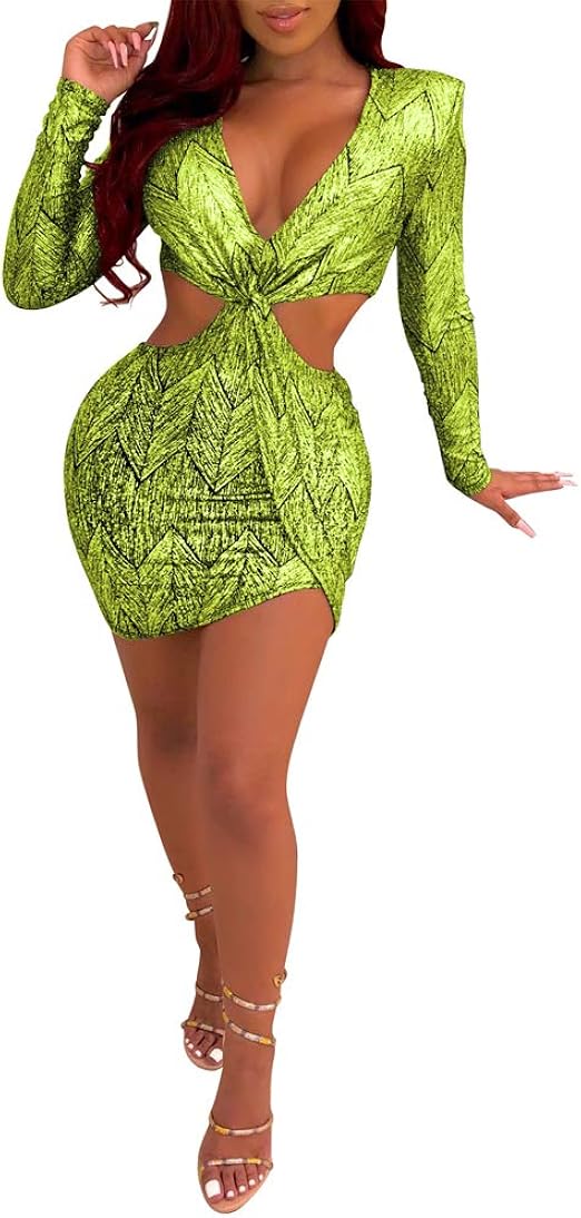 v neck sequin bodycon dress