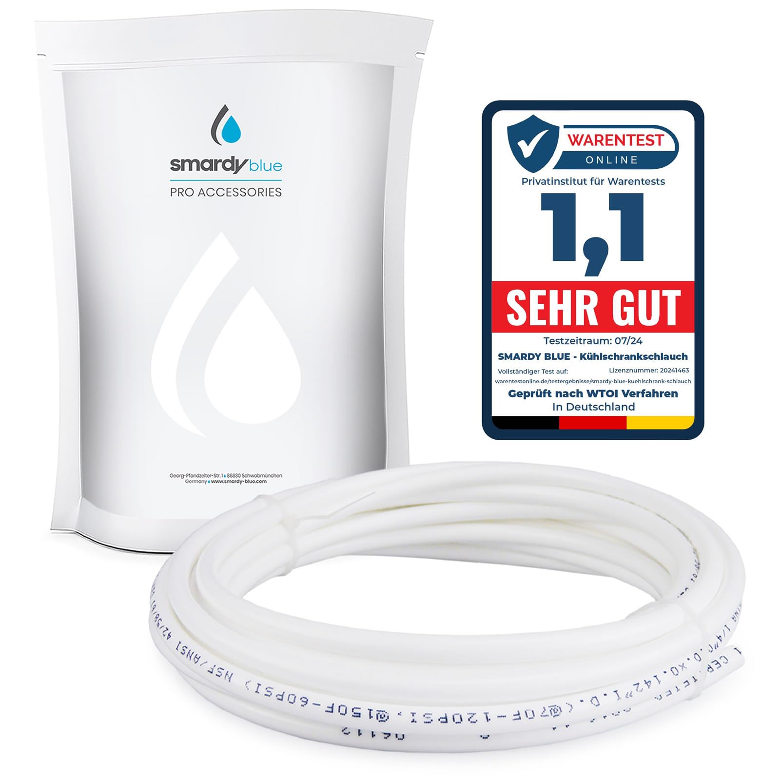 smardy 5 Meter Hose 6,35 mm (1/4") White Water Hose for Side by Side Refrigerator Water Filter Reverse Osmosis System Ro Hose Aquarium Filter Assembly