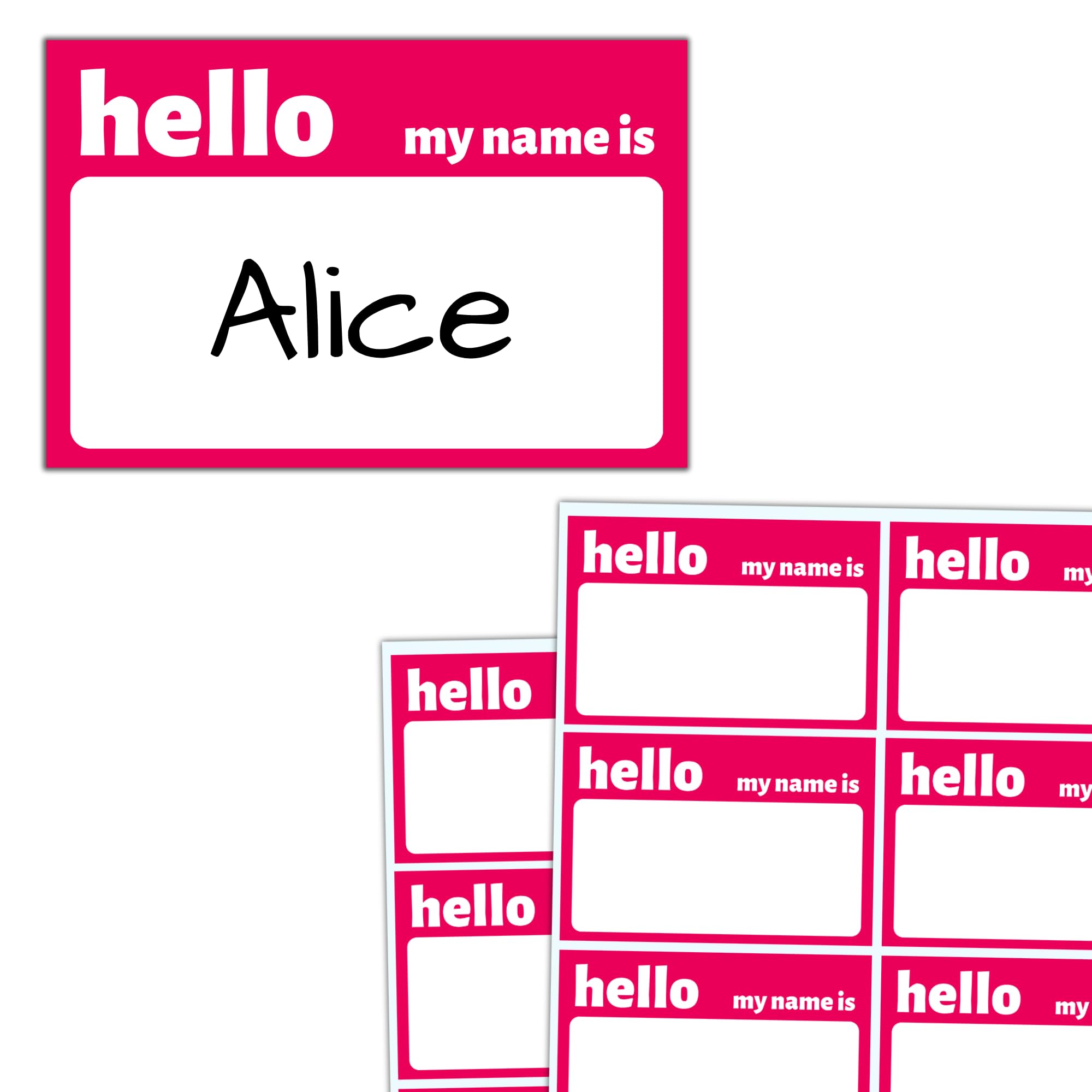 200 Pack - Hello My Name Is Stickers, 75 x 50 mm - Red