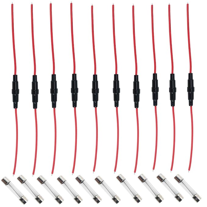 10 Pack 6x30mm Inline Glass Fuse Holder Marine Class, Inline Fuse