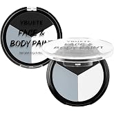 YBUETE Gray Black White Oil-Based Body Paint Palette for Halloween Cosplay | Waterproof Face Painting Cream for SFX Makeup Skeleton Ghost & Mime Looks, Face Paint for Adult Cosplay Stage Shows