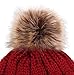Simplicity Beanies Women Hat Winter Hat Hand Knit Faux Fur Pom Slouchy Beanie for Women Burgundy