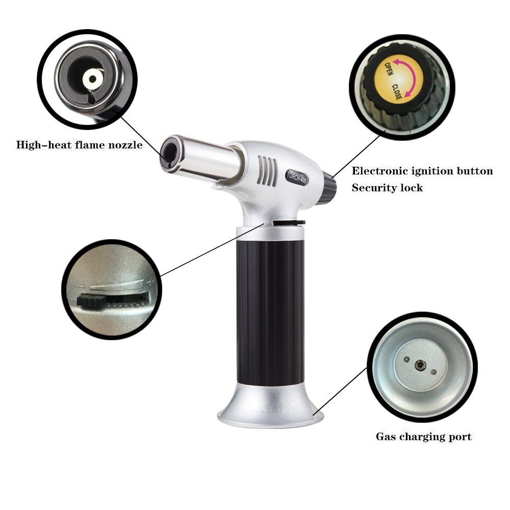 Lifebee Chalumeau de Cuisine Professionnel Meilleur Bruleur pour Caramélisation Creme Brulee Chalumeau de cuisine pour crème à brulée , cuisson barbecue