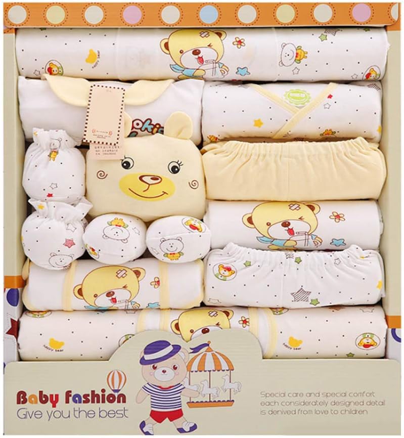 Skyoo 17 Pieces Newborn Essentials Clothes Unisex Baby Layette Gift Sets (Yellow)