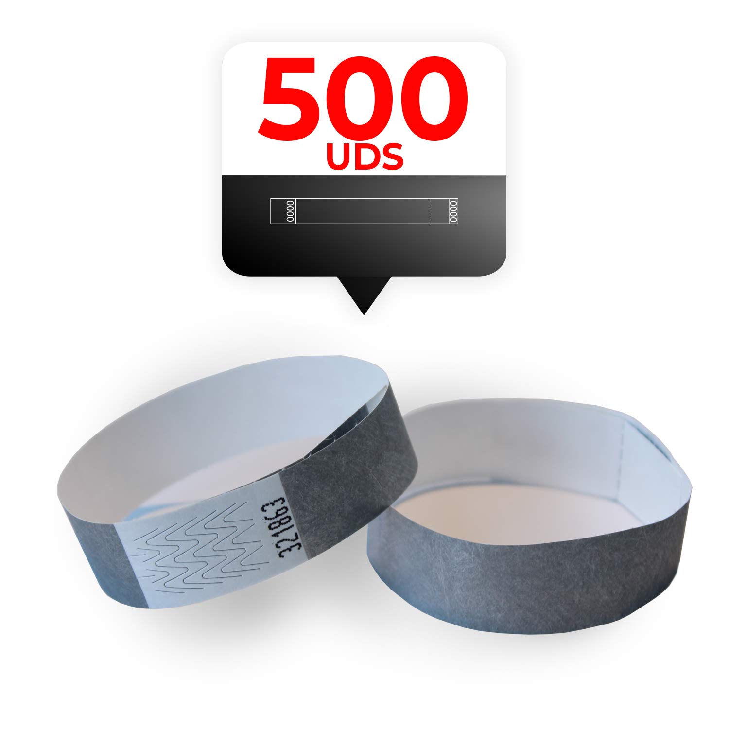 MP – Tyvek Bracelets 500 Pieces for Events Silver