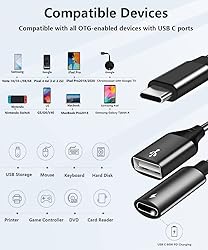 USB C OTG Adapter with Power, USB Type C Splitter