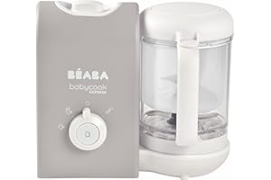 BEABA Babycook Express - the Fastest Babycook, Baby Food Maker, Baby Food Processor, Baby Food Steamer, Large Capacity, Make 34 Servings of Healthy Food for Baby in 15 Mins, Baby Essentials, (Grey)