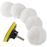 S SATC Wool Polishing Buffing Pad Set with 5PCS 3 Inch Wool Buffing Wheel for Drill, Hook and Loop Back Pad with M10 Drill Adapter, Compound Waxing and Polishing for Car Polisher
