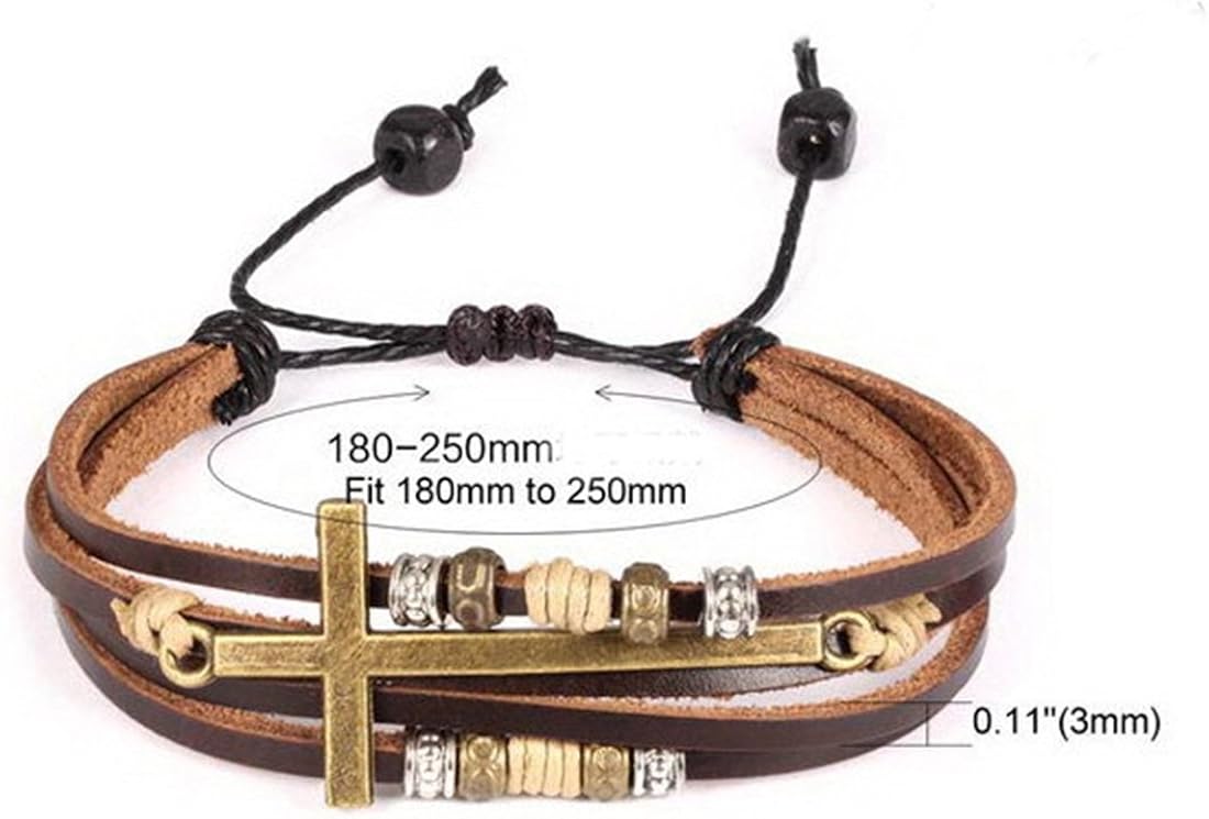 Feraco Religious Cross Wrap Bracelets Women Leather Christian Jewelry For Confirmation Gifts, Adjustable: Clothing