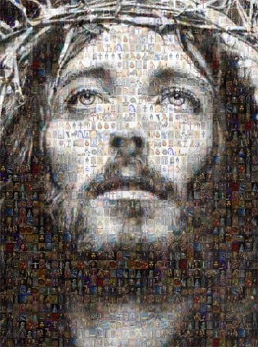 Photographs - Jesus Christ Mosaic Collage Jesus & Virgin Mary Photos By Michael Verlangieri