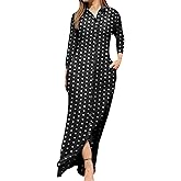 YMING Womens Floral Printed Dresses Long Sleeve Button Down Shirt Dress Lapel Loose Blouse Dress with Pockets