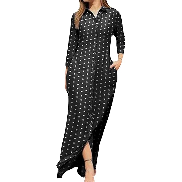 Vestido Camisero Mujer Con Mangas Y Estampado Floral - Largo, Suelto, Ideal Para Primavera Y Verano