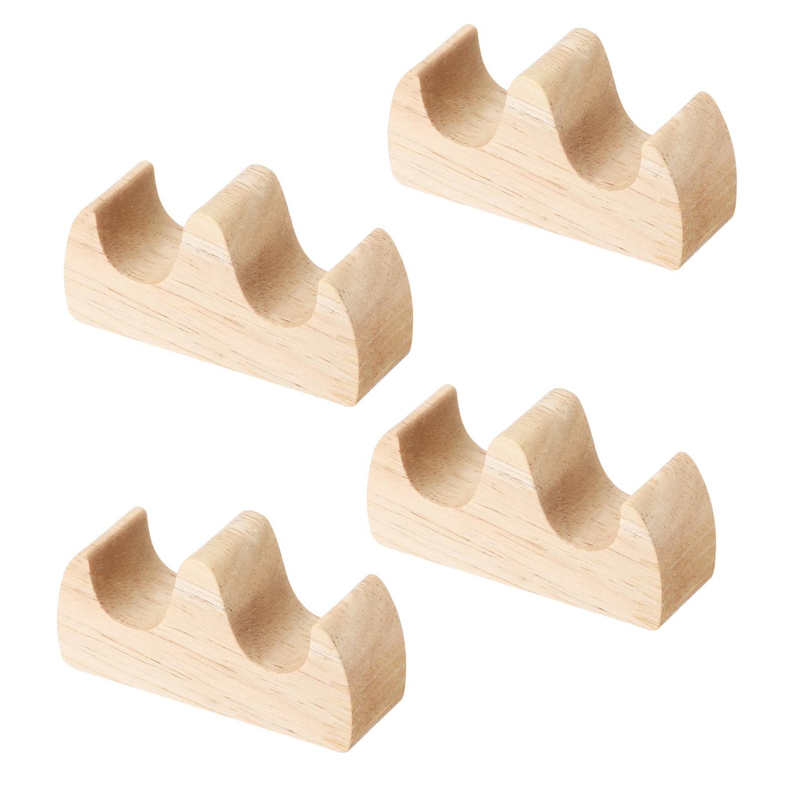 PATIKIL Calligraphy Brush Holder, 4 Pack 2 Ports Solid Wooden Chinese Calligraphy Brush Rest for Writing Painting Pen Brush Rack Holder Tool, Wood