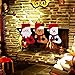 Set of 3 Christmas Stockings with Velvet Santa Hat Traditional Classic Plush Felt Holiday Stocking Decorations, Red White & Brown Color Santa Claus Reindeer & Snowman Character Design; Fireplace Decor