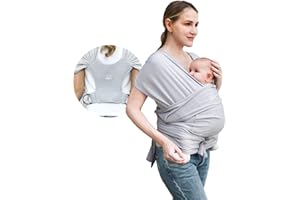 MOMTORY Baby Wraps Carrier/ Sling for Newborn to Toddler, Breathable and Hands Free, Adjustable Carriers (Light Grey)