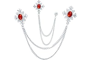 WCRAZYE 2PCS Long Chain Brooch Crystal Tassel Brooch Pin Gem Brooch Fashion Scarf Tie Pins for Women Men Wedding