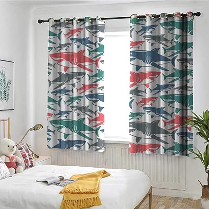 Amazon Com Marymunger Shark Curtains For Bedroom Mix Of Colorful
